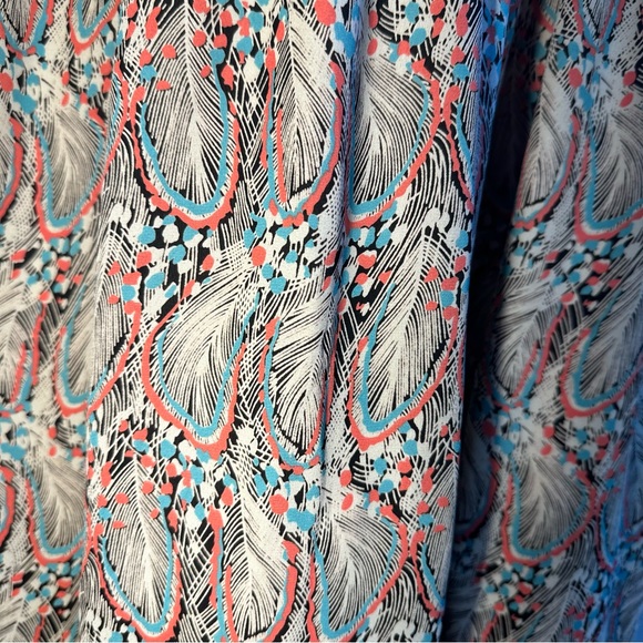 🍓Weston Anthropologie Arcata Beige Dress Feather Print Stretch Top Sz Small M - Picture 11 of 15